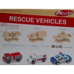 Set 3 masinute din lemn de construit si pictat Rescue Vehicles Cars (DIY)
